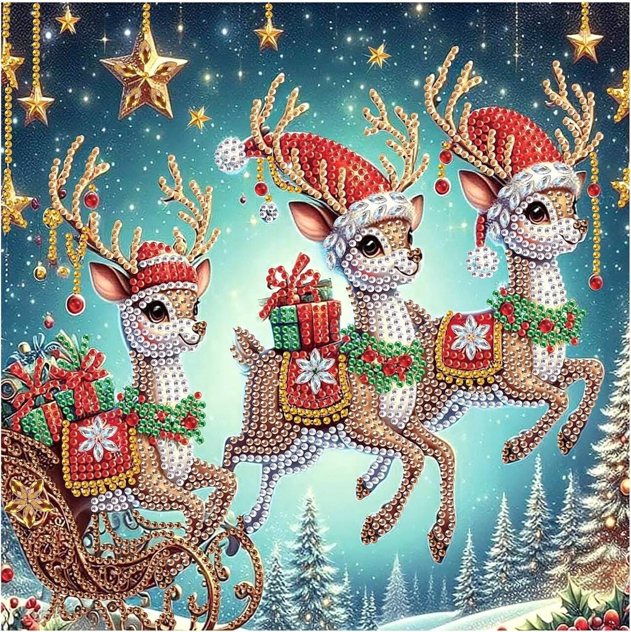 Christmas Diamond Art Painting Kit, 5D DIY Reindeer, Special Shape Crystal Diamond Partial Diamond Art Painting Mosaic Handicraft, Wall Art Painting For Bedroom, Office, Living Room Wall Decor Gift